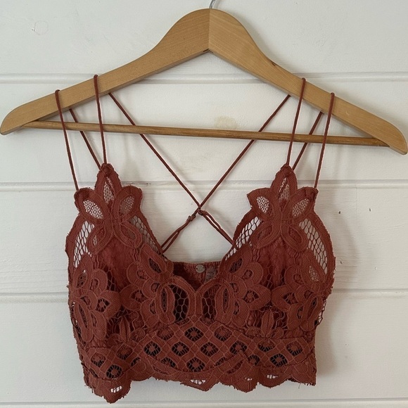 Free People FP One Adella Crochet Lace Sexy Boho Bralette in Copper XS - Picture 5 of 12